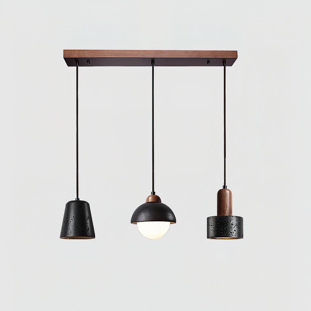 Ritta Black Travertine Pendant Light Set - Letslighting