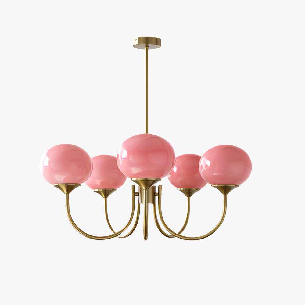 Lustra Kronleuchter Rosa Glaskugel Gold-Letslighting