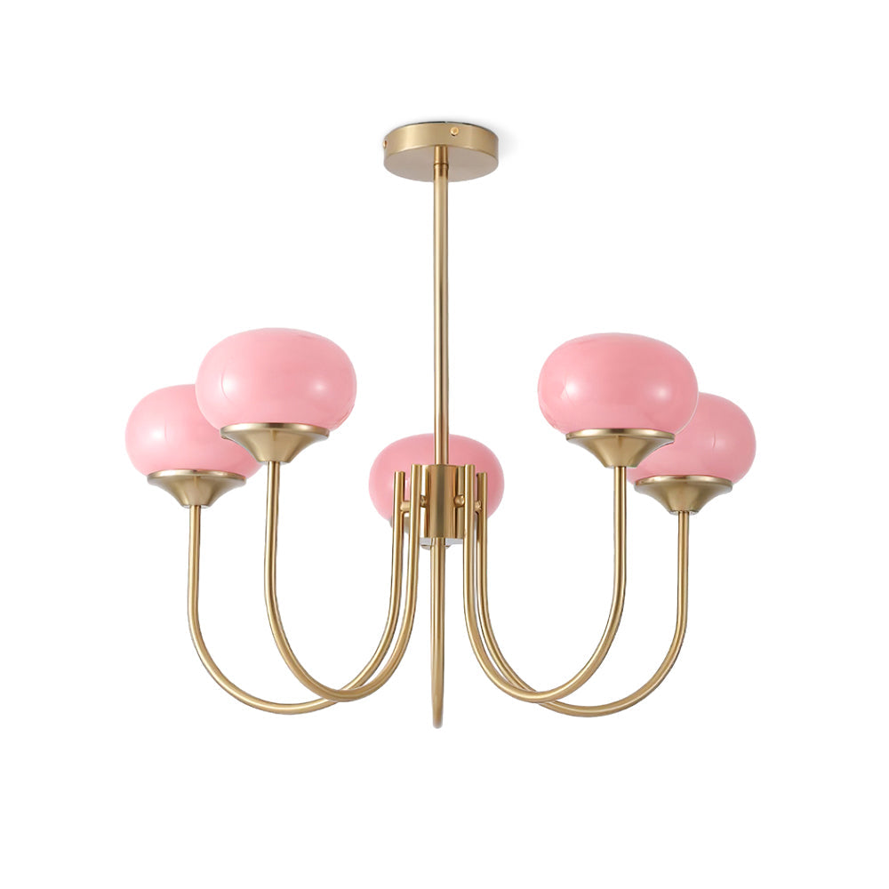 Lustra Kronleuchter Rosa Glaskugel Gold-Letslighting