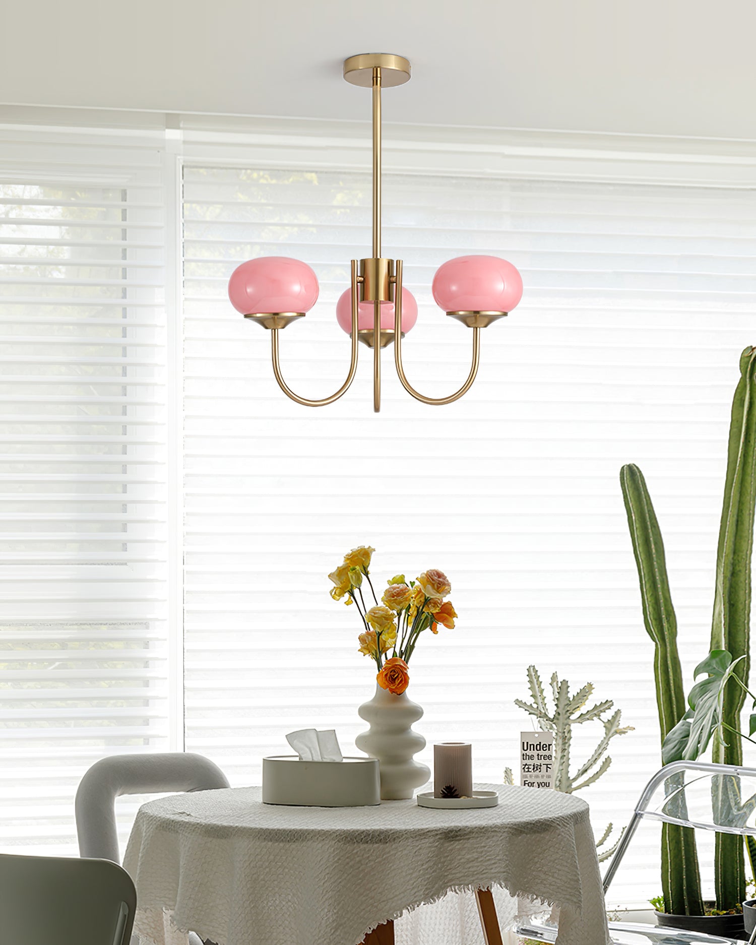 Lustra Kronleuchter Rosa Glaskugel Gold-Letslighting