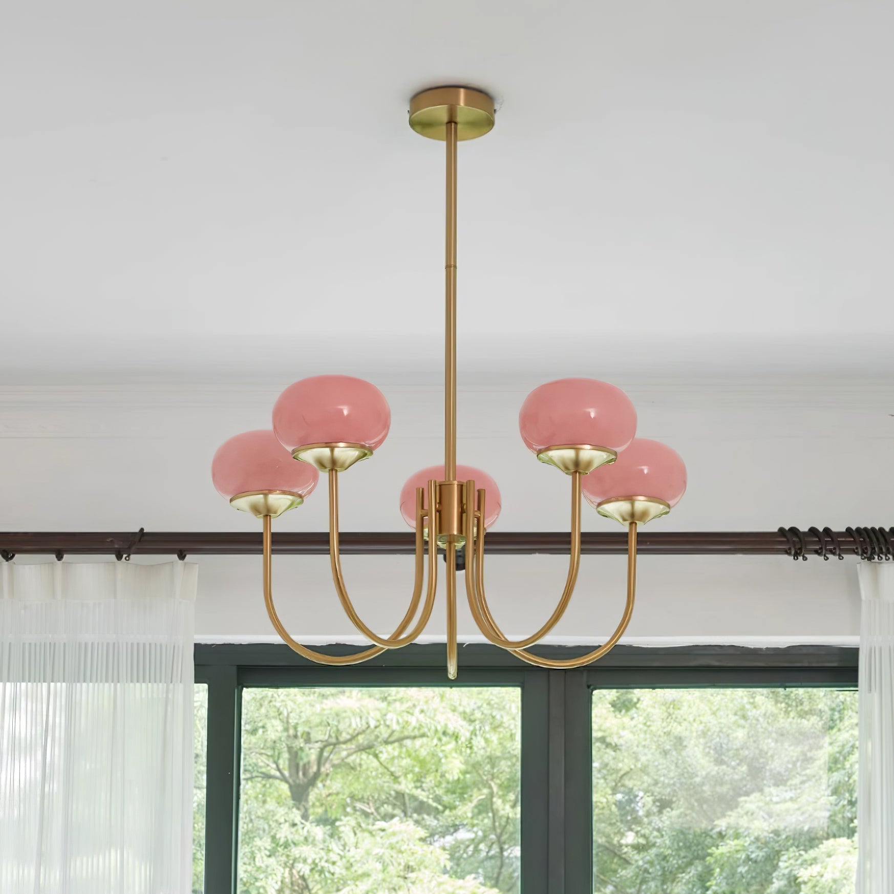 Lustra Kronleuchter Rosa Glaskugel Gold-Letslighting