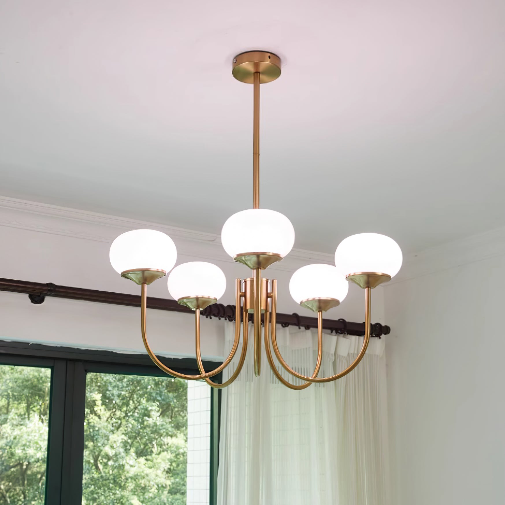 Lustra Kronleuchter Rosa Glaskugel Gold-Letslighting