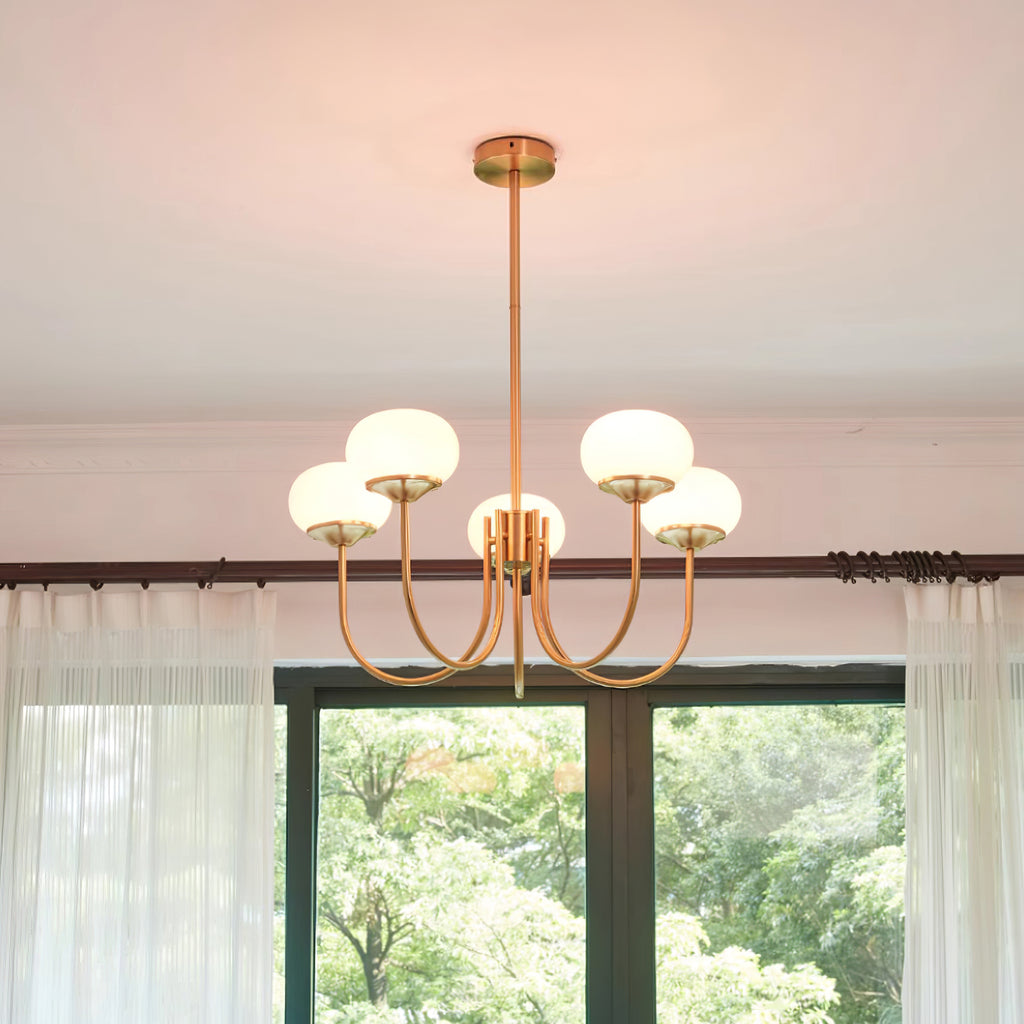 Lustra Kronleuchter Rosa Glaskugel Gold-Letslighting