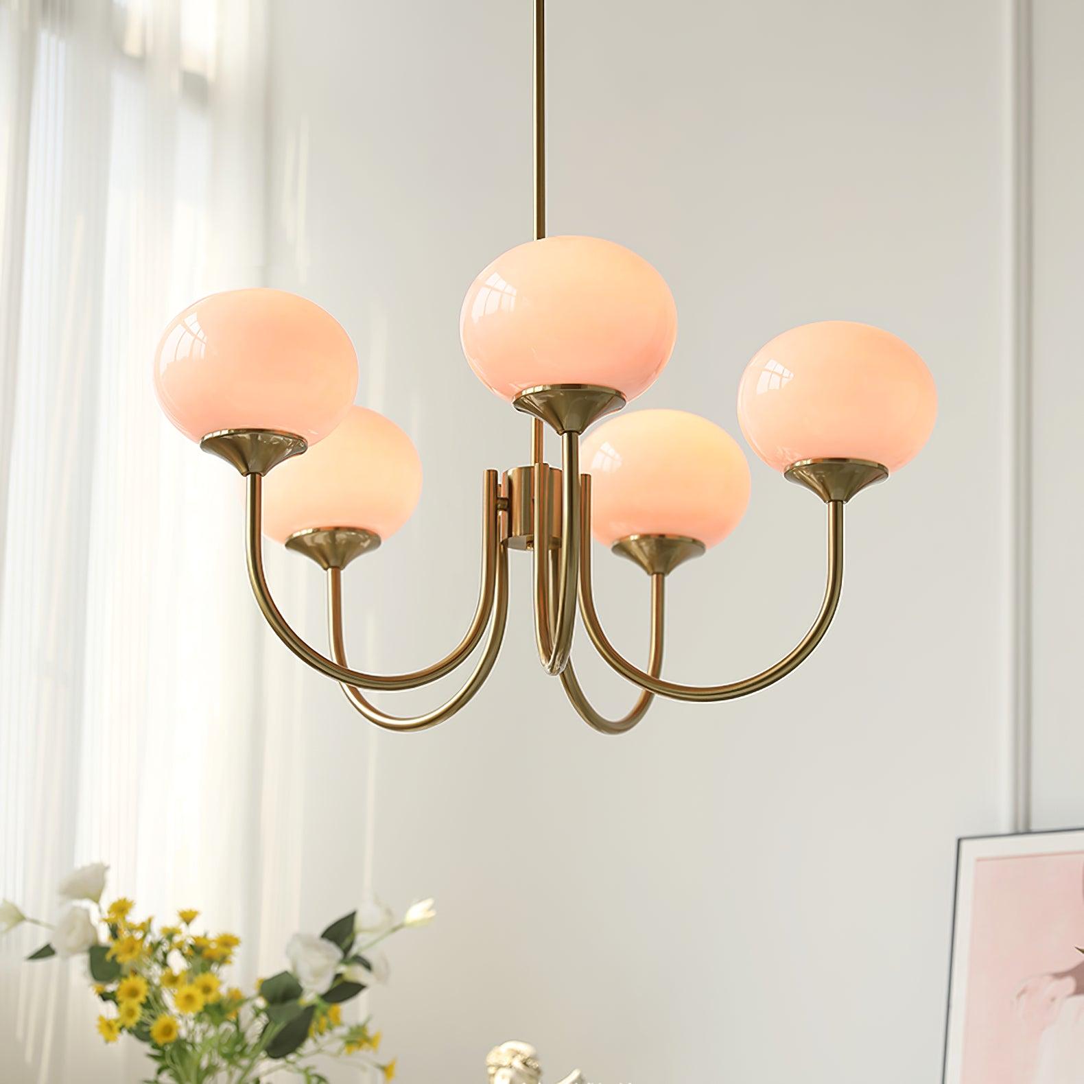 Lustra Kronleuchter Rosa Glaskugel Gold-Letslighting
