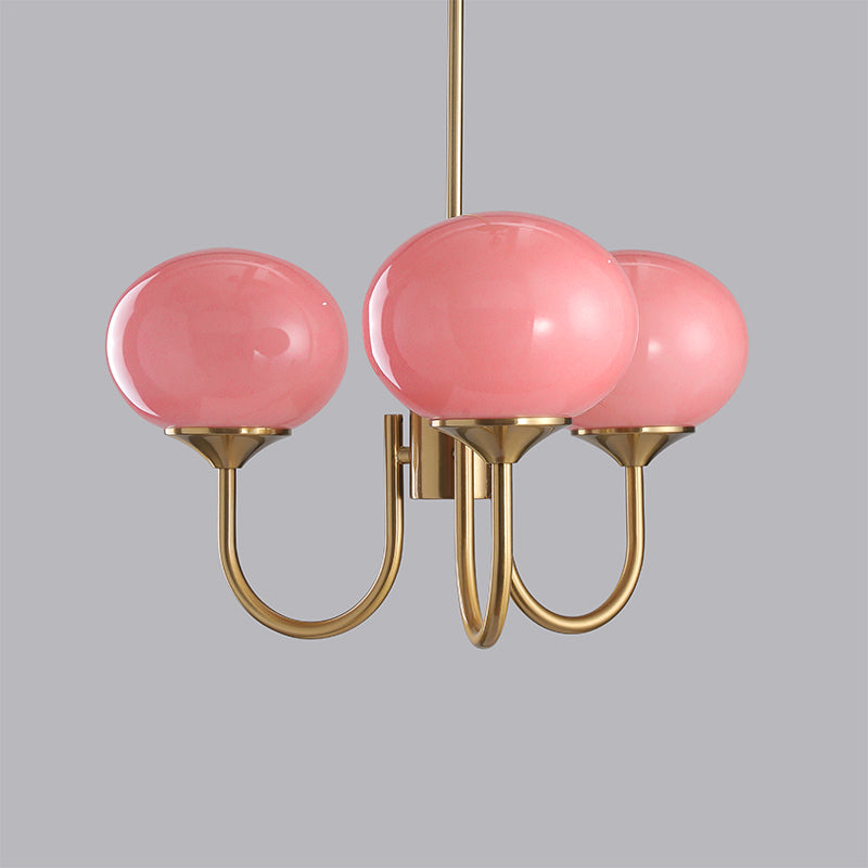 Lustra Kronleuchter Rosa Glaskugel Gold-Letslighting