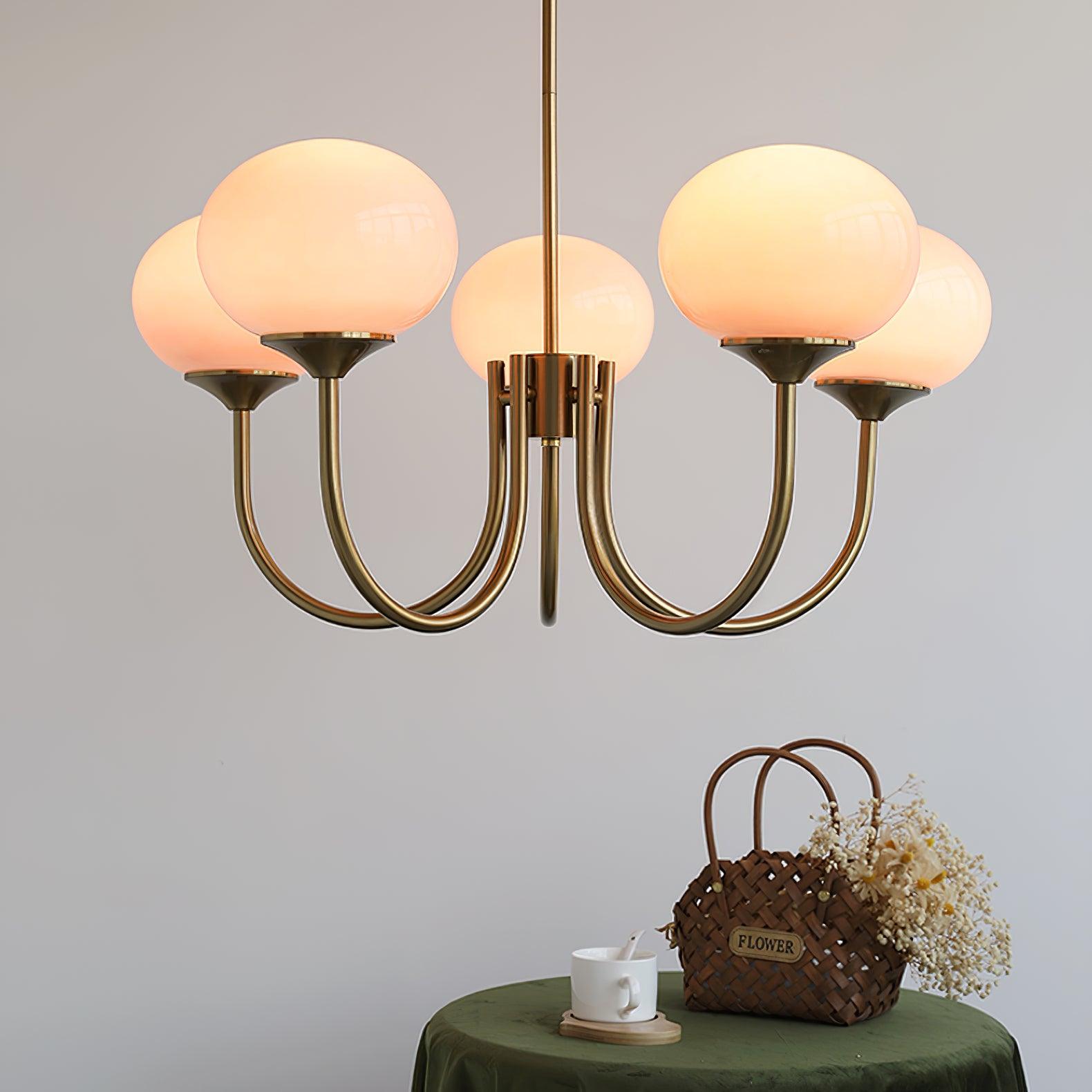 Lustra Kronleuchter Rosa Glaskugel Gold-Letslighting