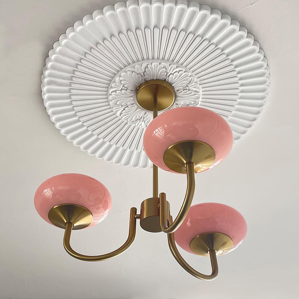 Lustra Kronleuchter Rosa Glaskugel Gold-Letslighting