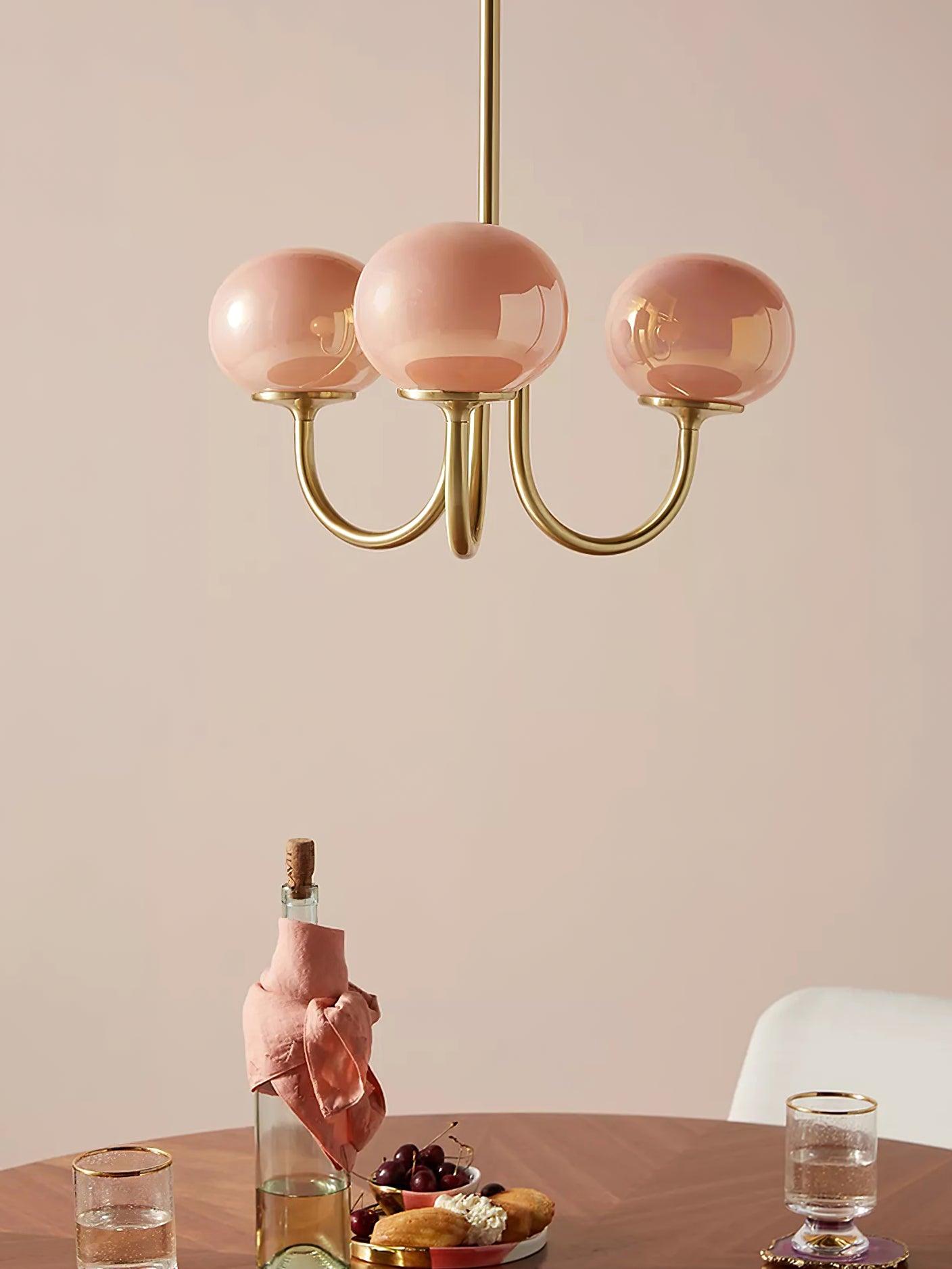 Lustra Kronleuchter Rosa Glaskugel Gold-Letslighting