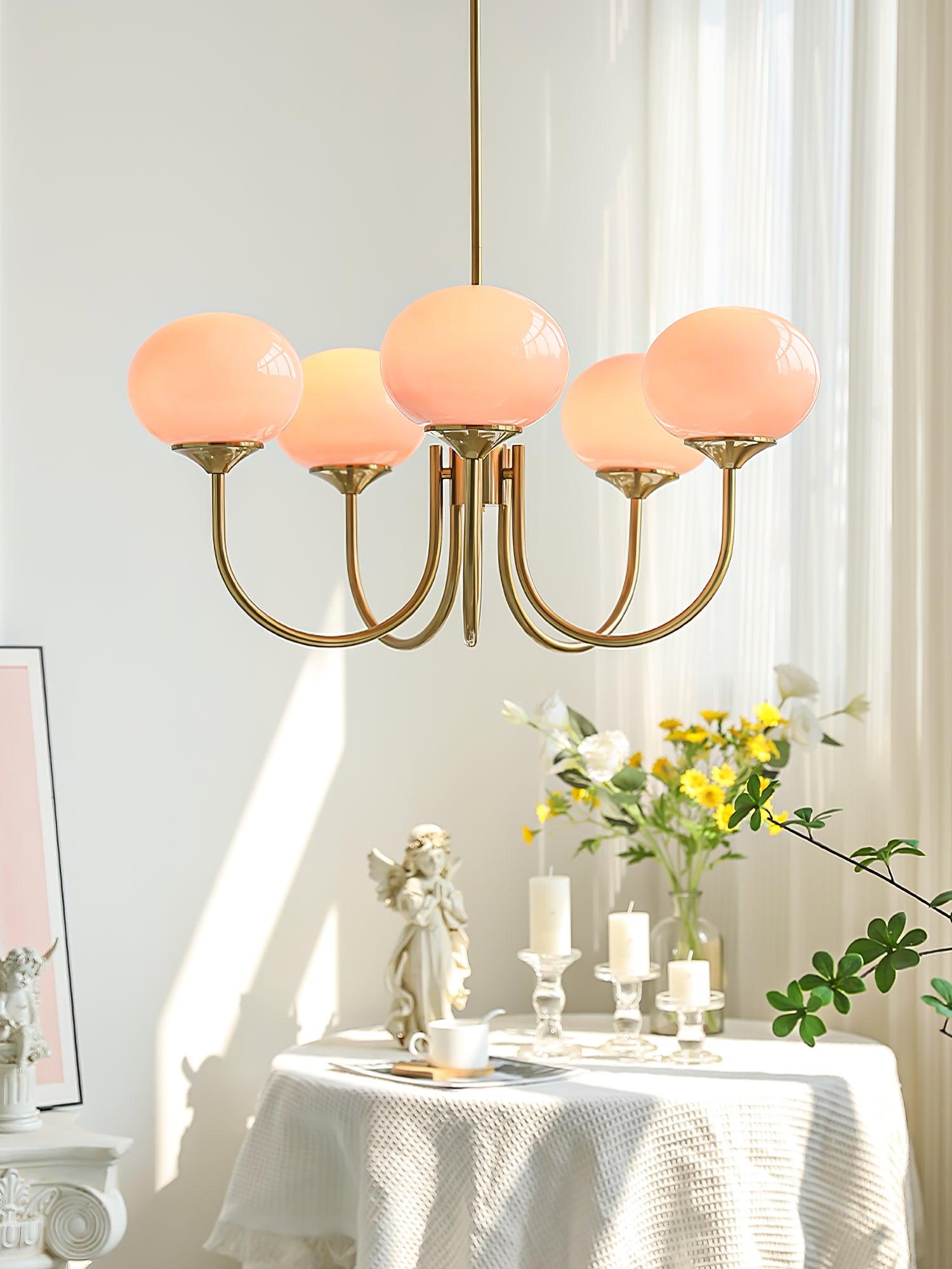 Lustra Kronleuchter Rosa Glaskugel Gold-Letslighting