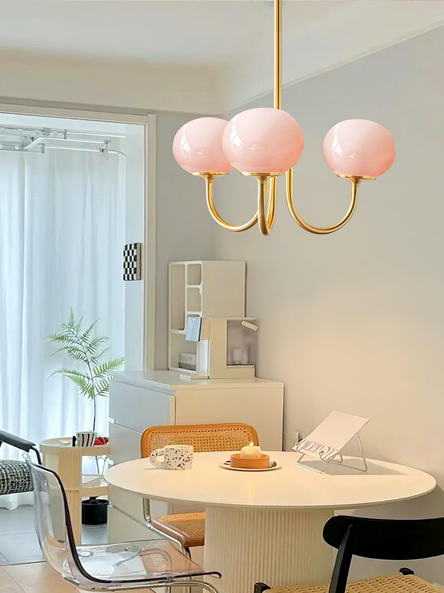 Lustra Kronleuchter Rosa Glaskugel Gold-Letslighting