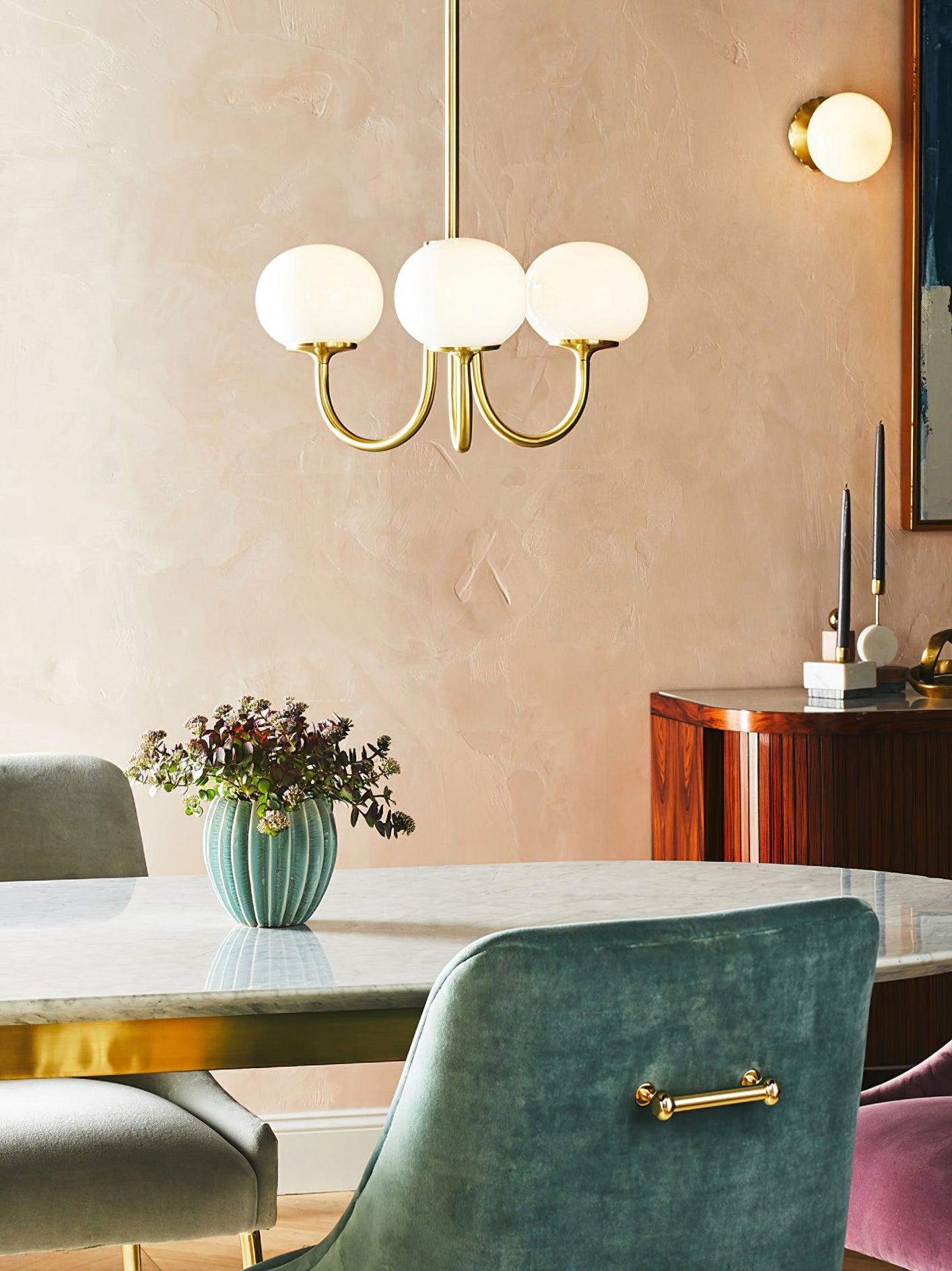Lustra Kronleuchter Rosa Glaskugel Gold-Letslighting