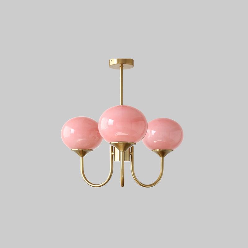 Lustra Kronleuchter Rosa Glaskugel Gold-Letslighting