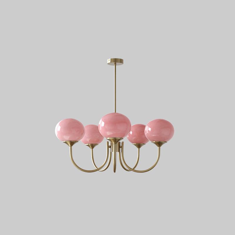 Lustra Kronleuchter Rosa Glaskugel Gold-Letslighting
