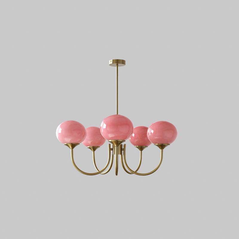 Lustra Kronleuchter Rosa Glaskugel Gold-Letslighting