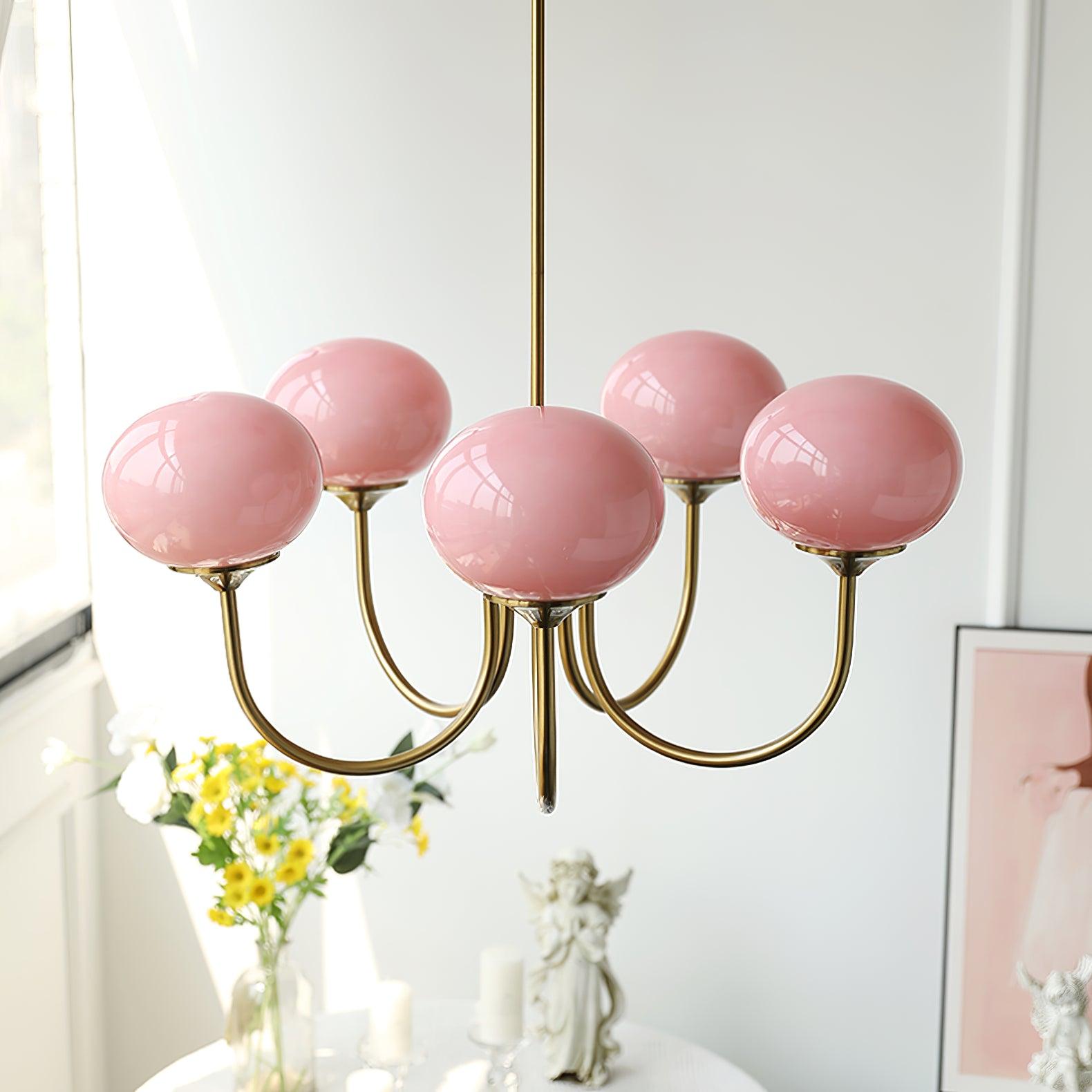Lustra Kronleuchter Rosa Glaskugel Gold-Letslighting