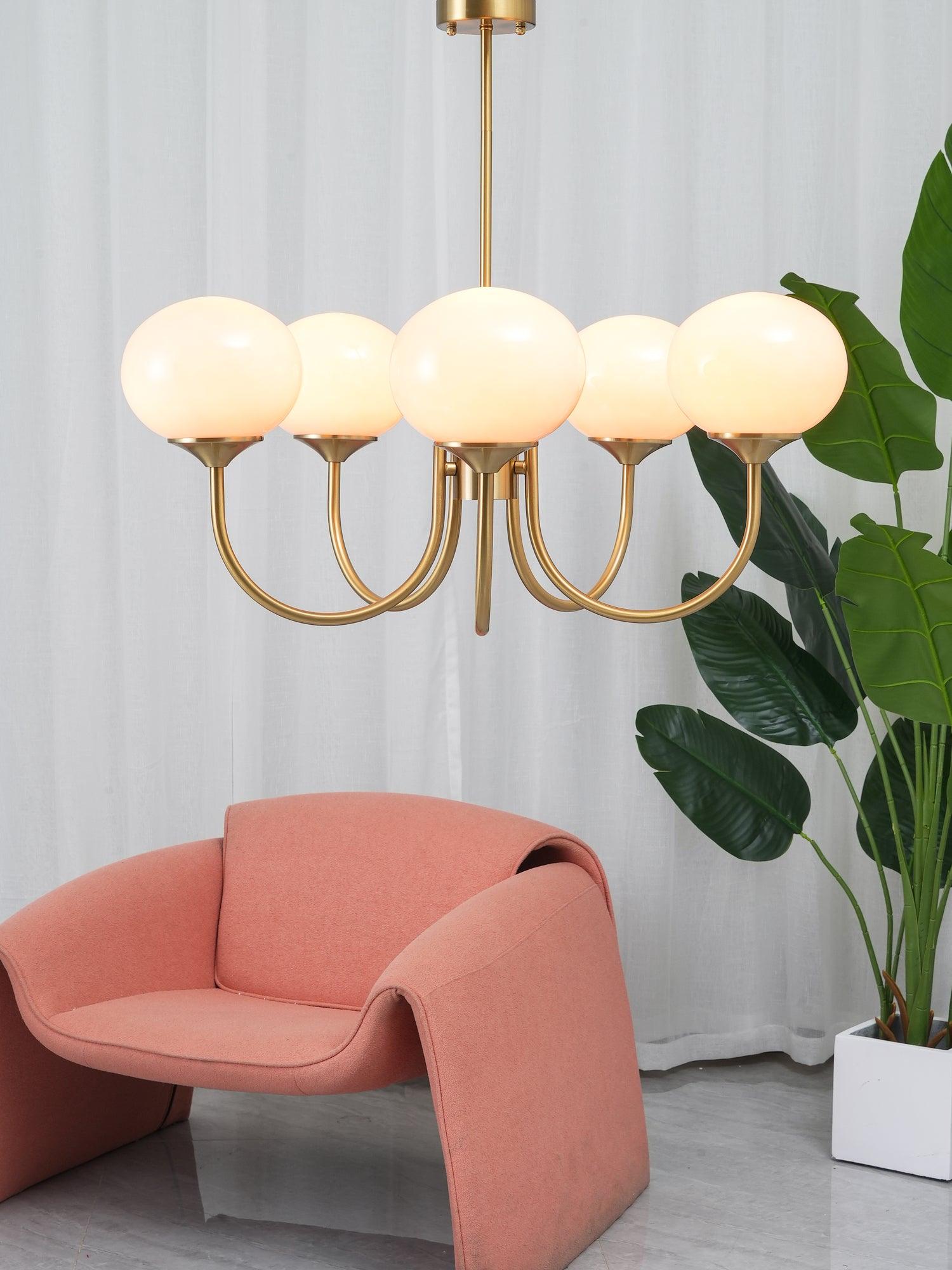 Lustra Kronleuchter Rosa Glaskugel Gold-Letslighting
