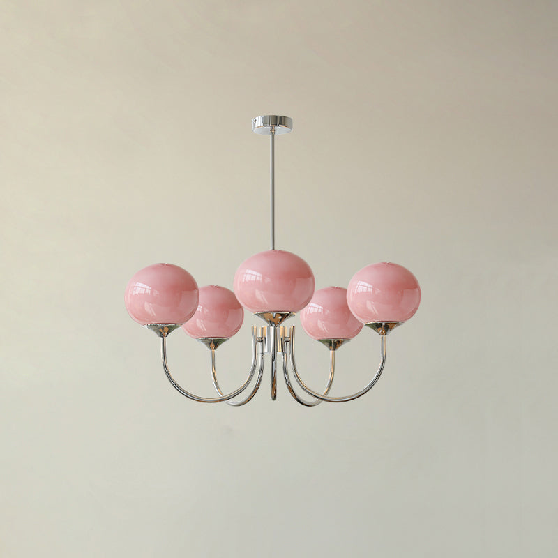 Lustra Kronleuchter Rosa Glaskugel Gold-Letslighting