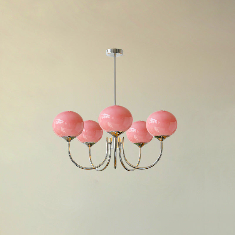 Lustra Kronleuchter Rosa Glaskugel Gold-Letslighting