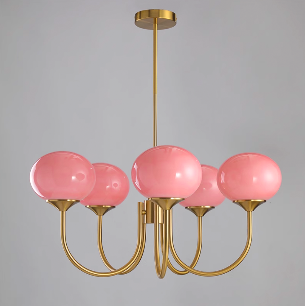 Lustra Kronleuchter Rosa Glaskugel Gold-Letslighting