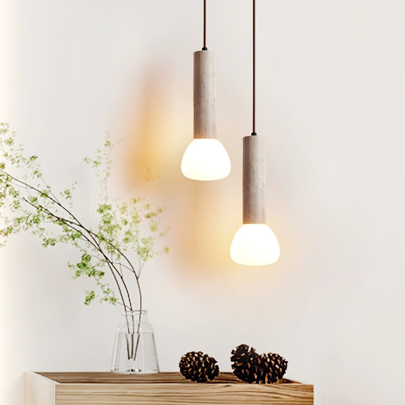 Cicaris Minimalist Travertine Pendant Light - Neutralighting