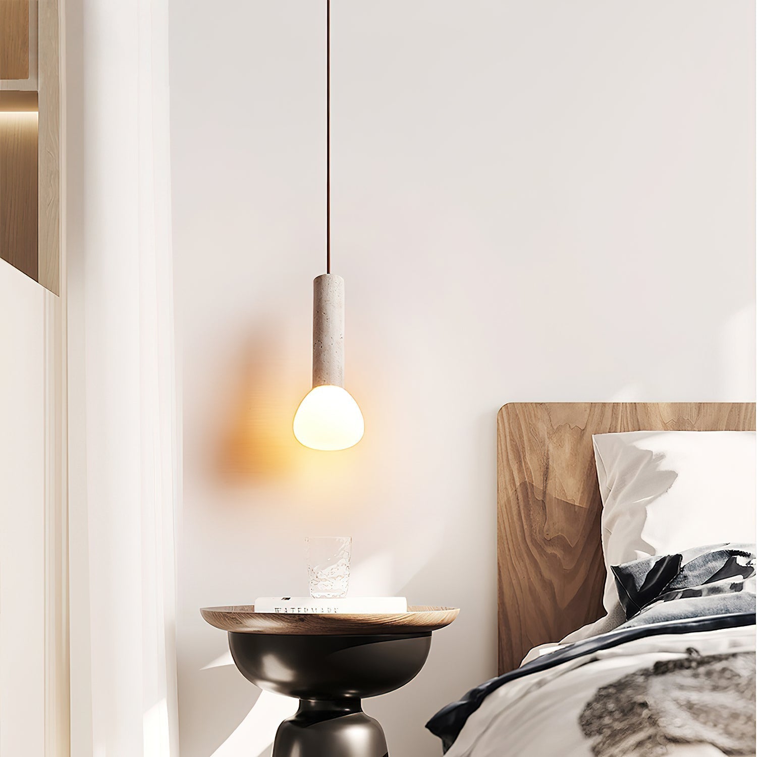 Cicaris Minimalist Travertine Pendant Light - Neutralighting