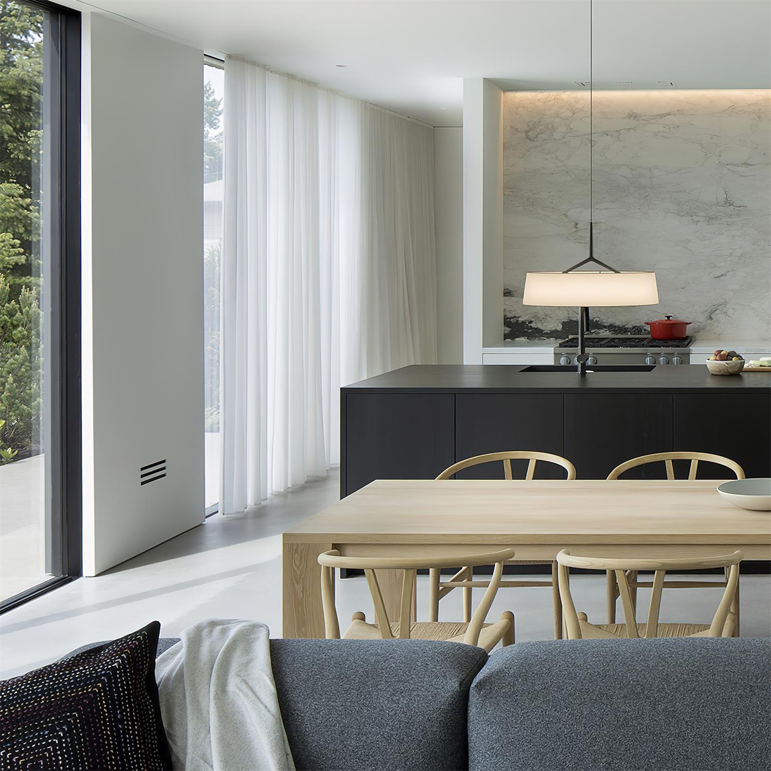 Pendelleuchte Weißer Stoff Trommel Modern-Letslighting