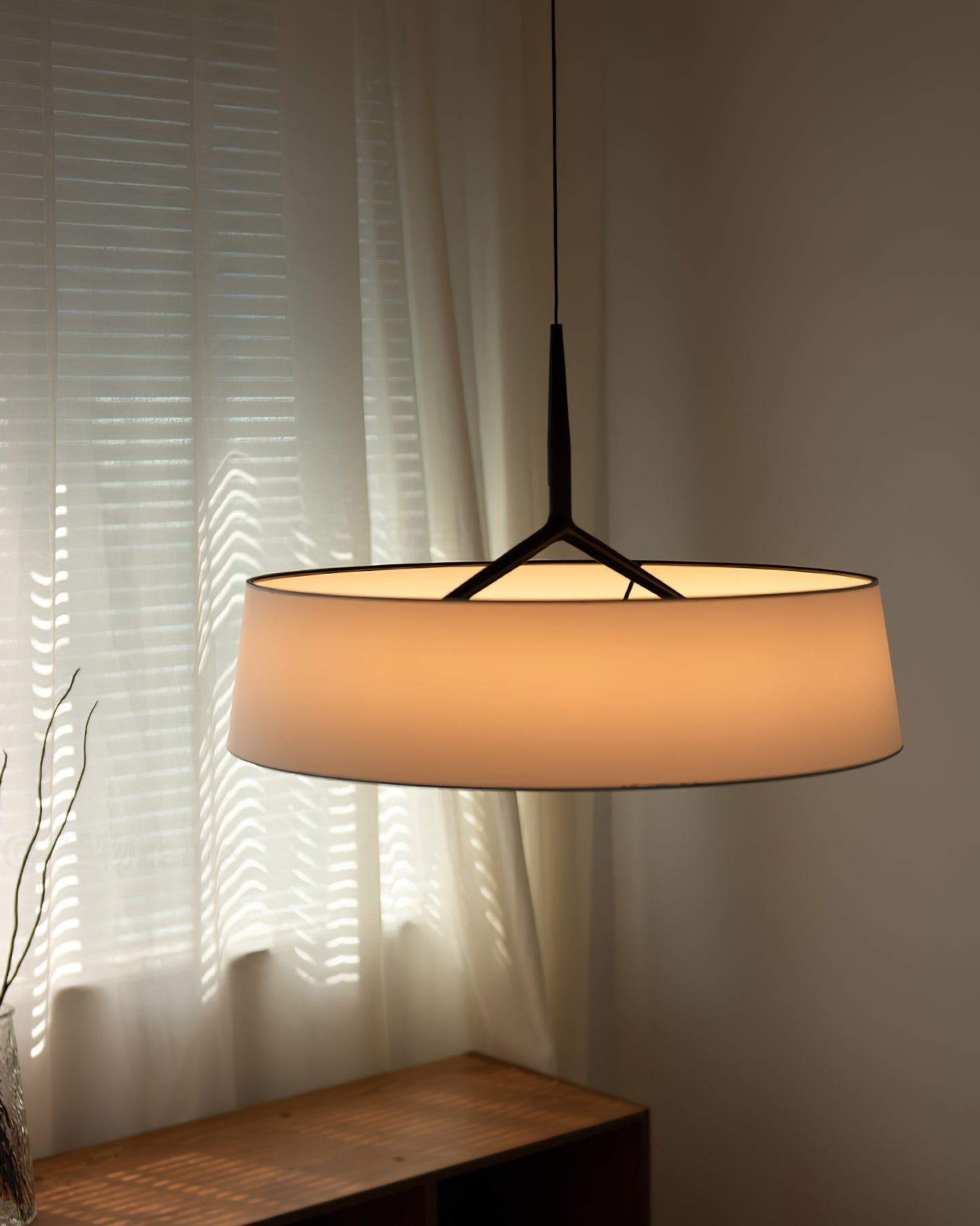 Pendelleuchte Weißer Stoff Trommel Modern-Letslighting