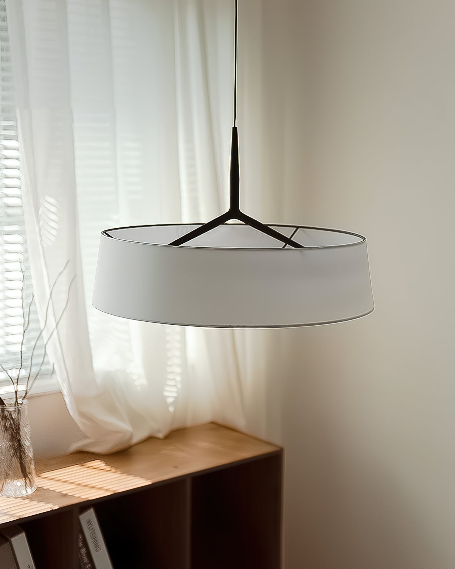Pendelleuchte Weißer Stoff Trommel Modern-Letslighting