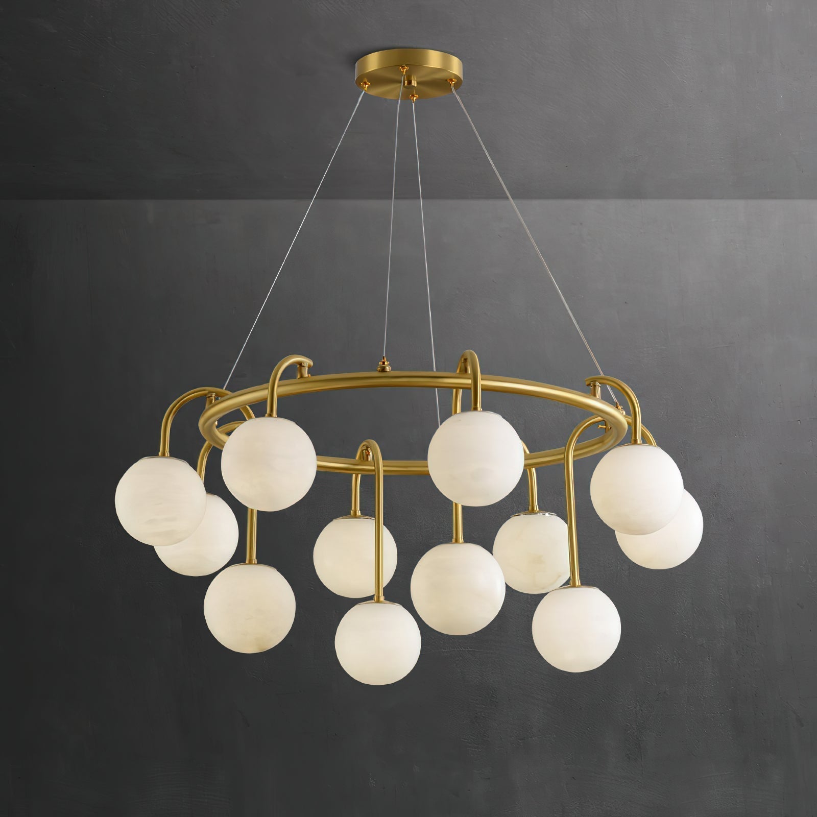 Zotalara Premium Elegance Brass Alabaster Chandelier - Letslighting