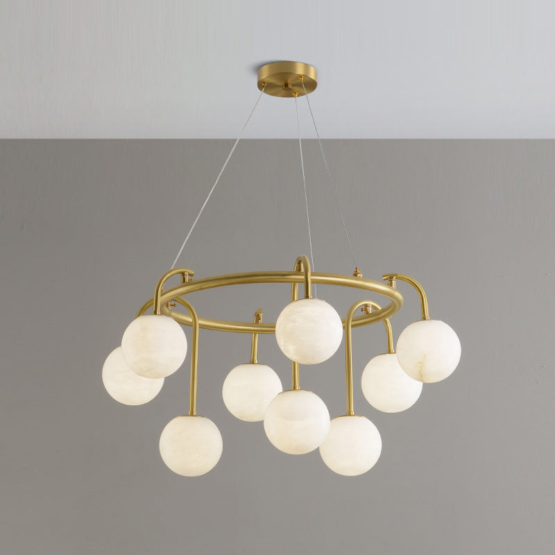 Zotalara Premium Elegance Brass Alabaster Chandelier - Letslighting
