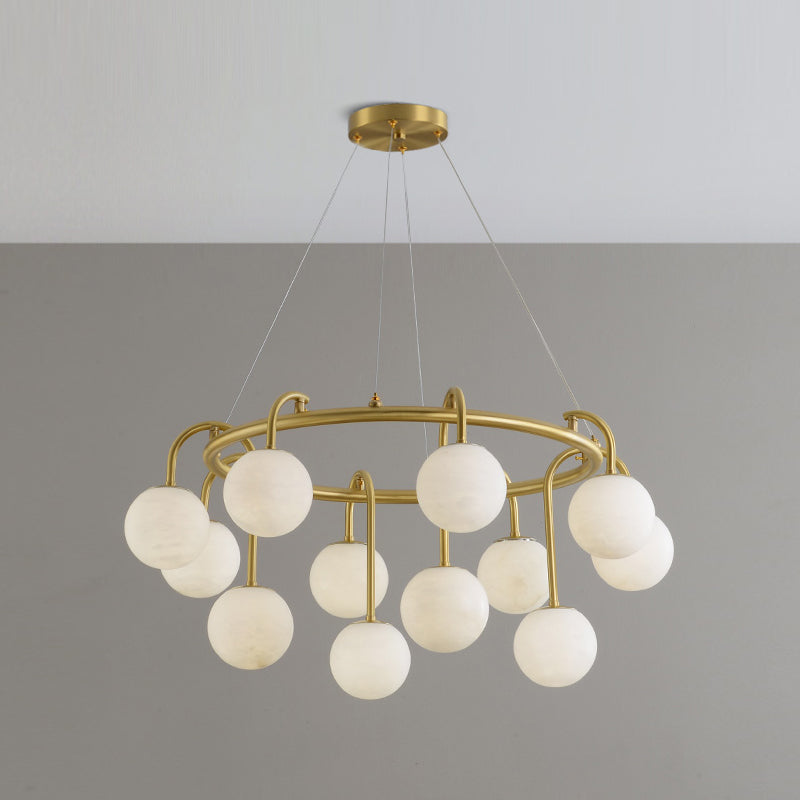 Zotalara Premium Elegance Brass Alabaster Chandelier - Letslighting