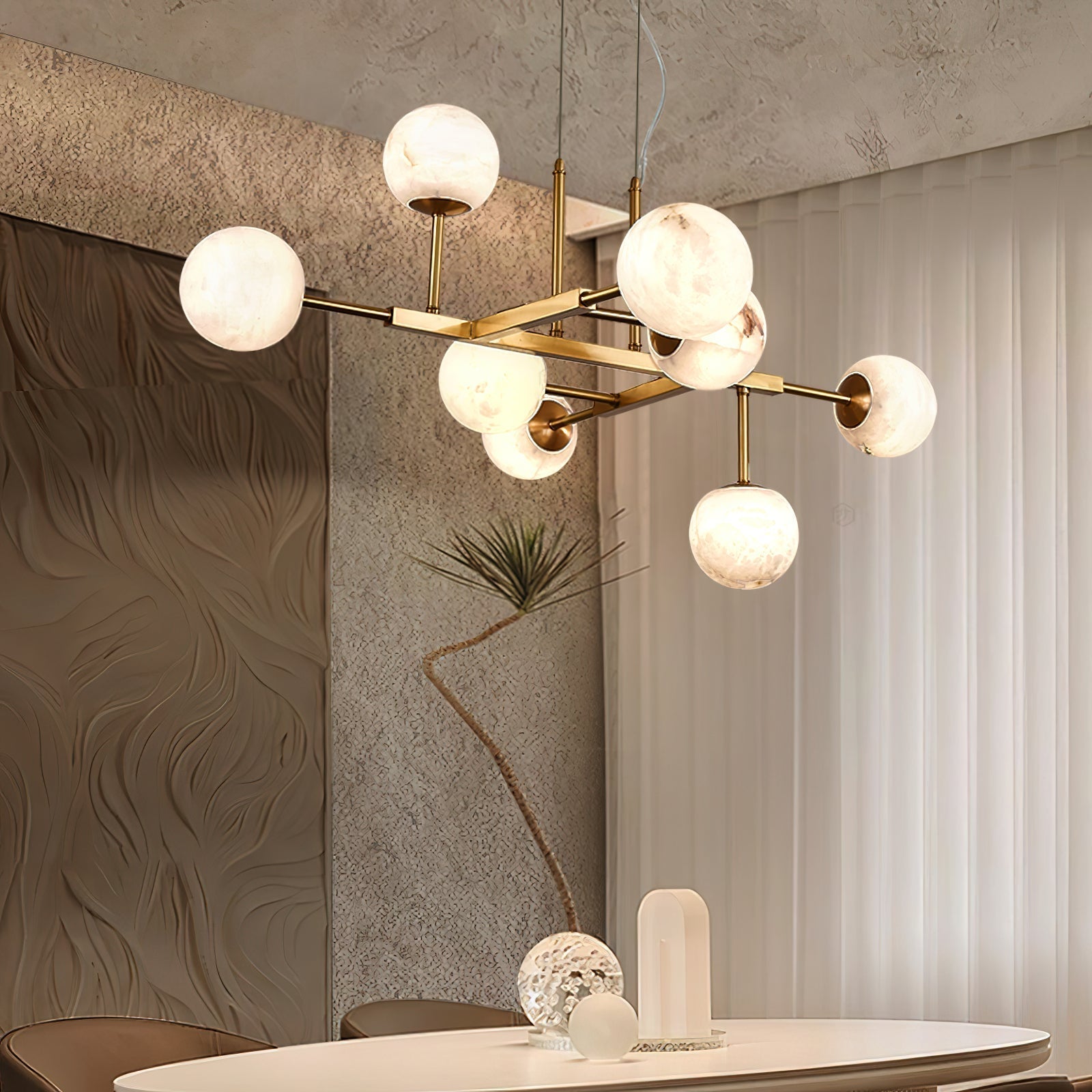 Zovenel Premium Nordic Brass Alabaster Chandelier - Letslighting