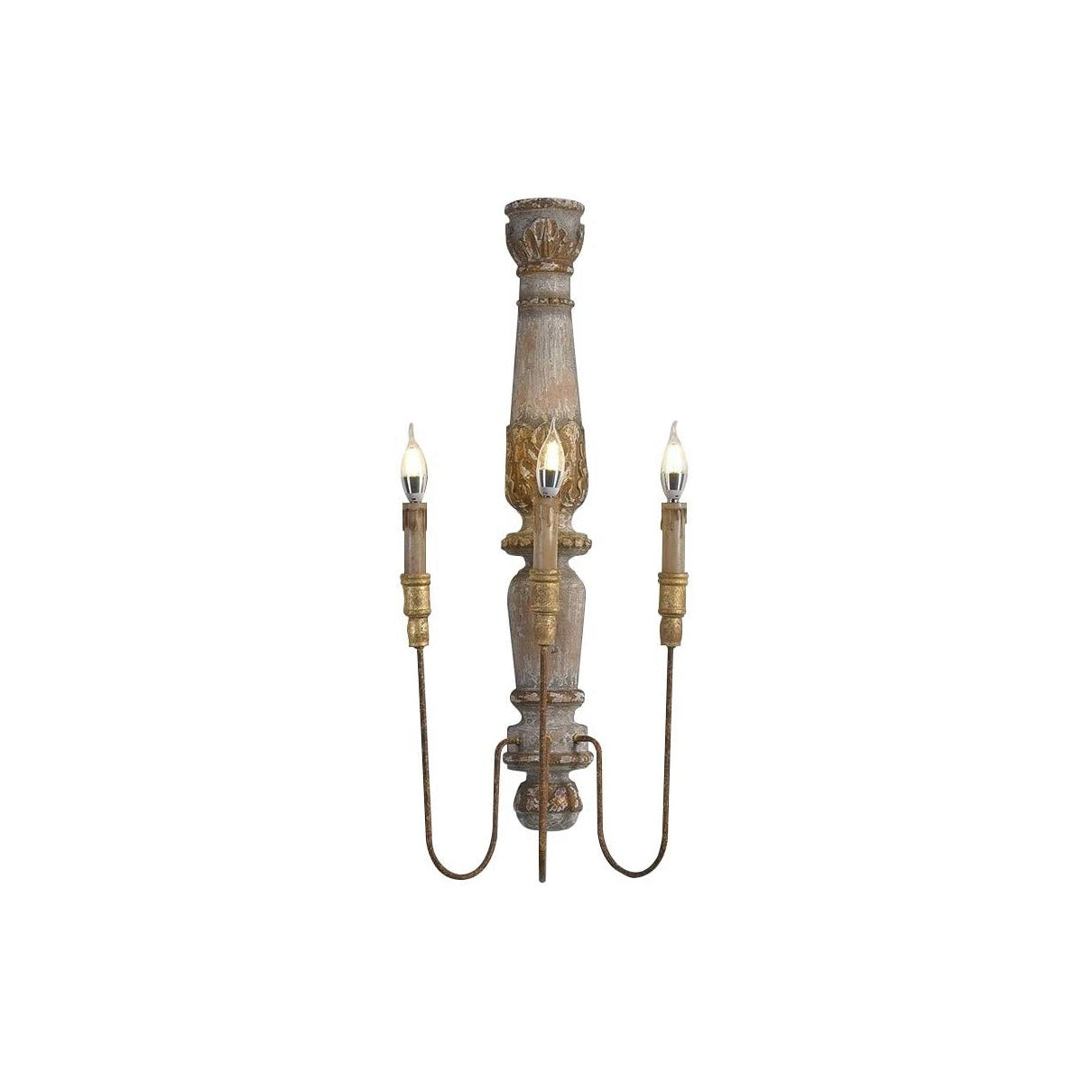 Vevenir Industrielle Vintage-Wandleuchte aus Holz mit Kerzenhalter-Letslighting