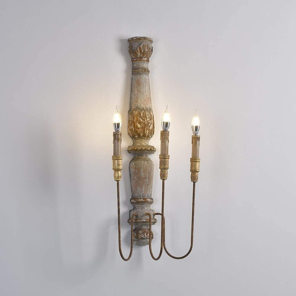 Vevenir Industrielle Vintage-Wandleuchte aus Holz mit Kerzenhalter-Letslighting