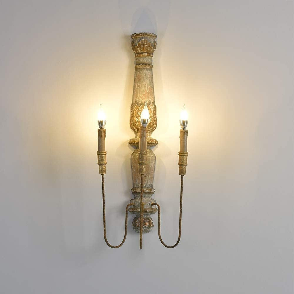 Vevenir Industrielle Vintage-Wandleuchte aus Holz mit Kerzenhalter-Letslighting