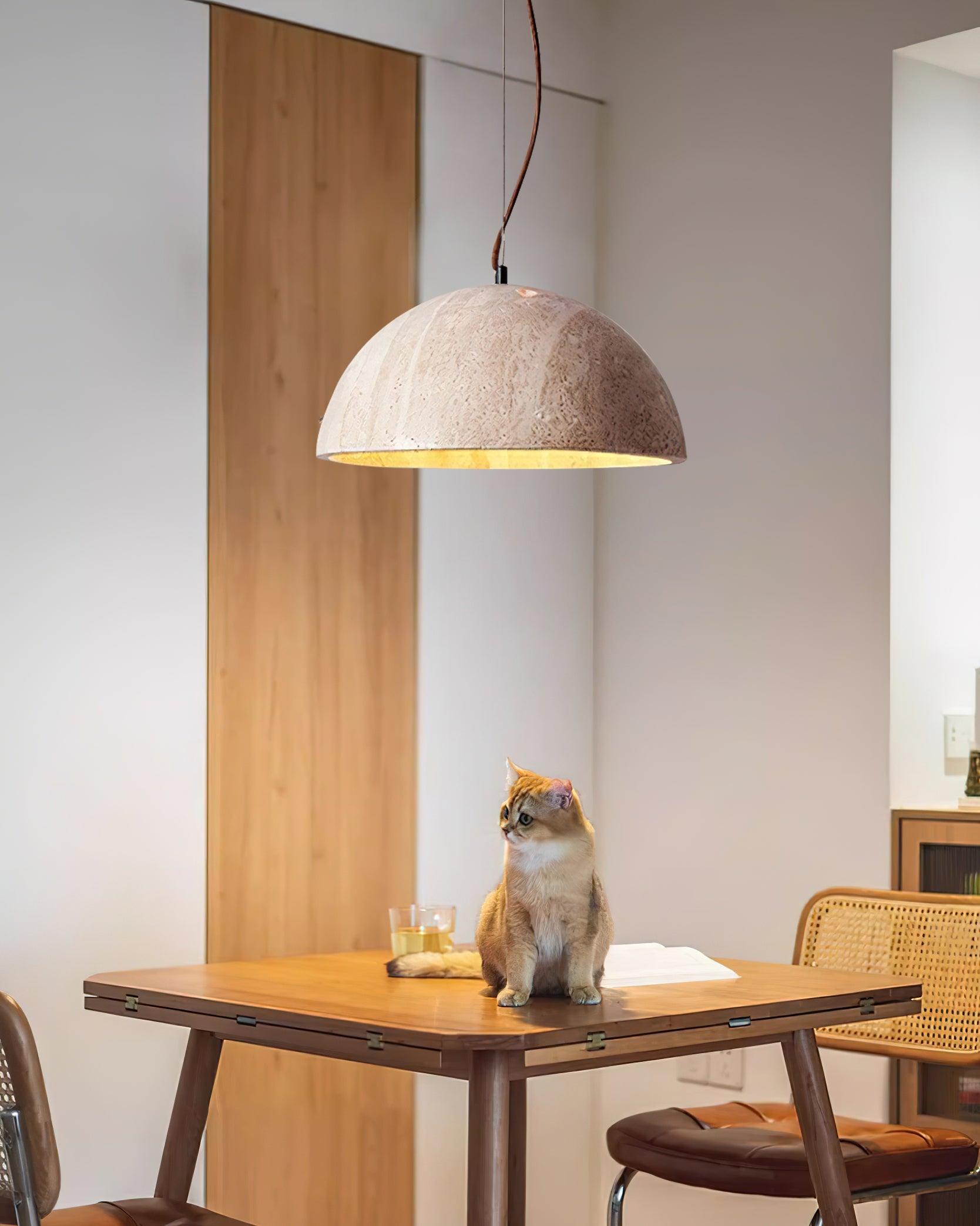 Ritta Pendant Light Travertine Dome Shade Industrial - Letslighting