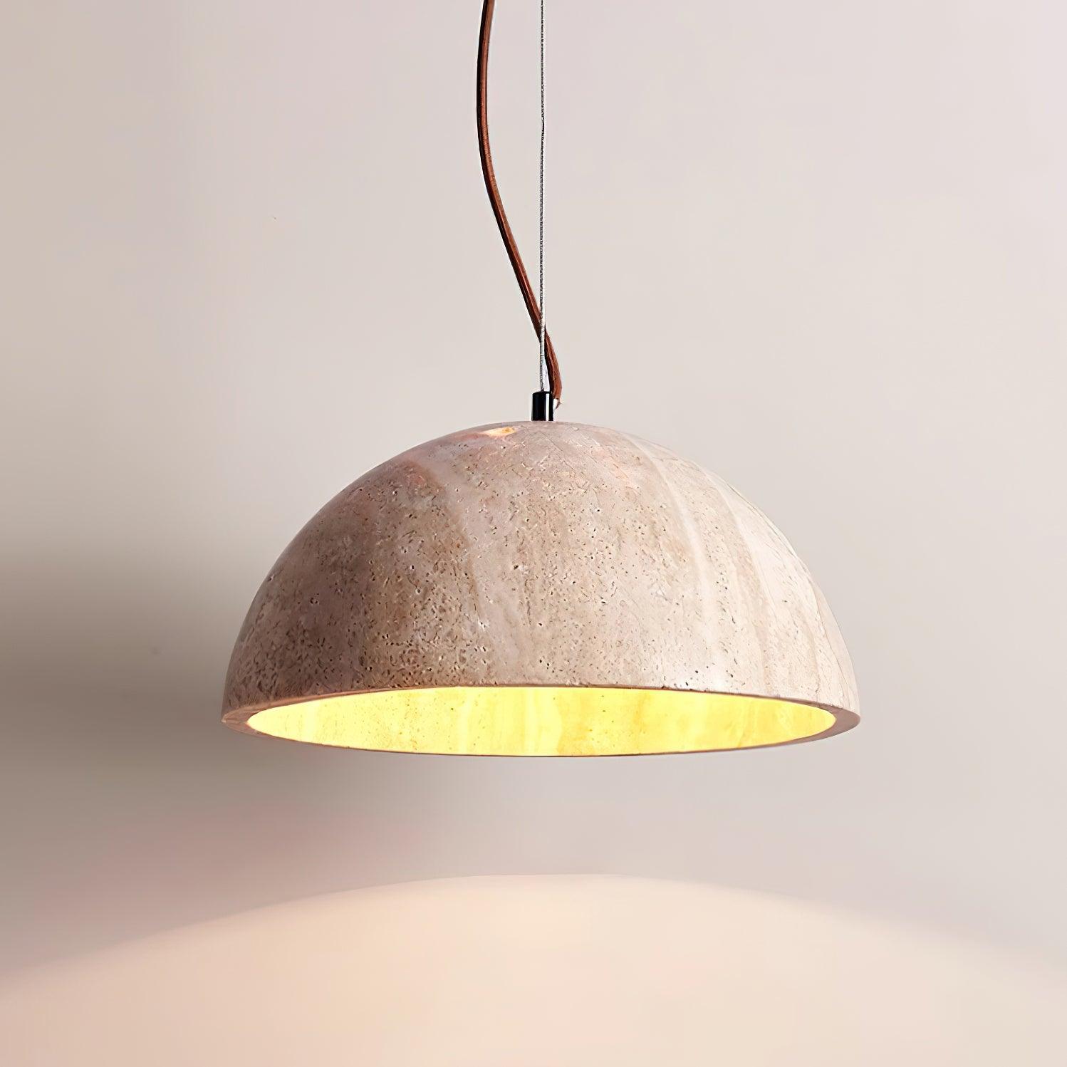 Ritta Pendant Light Travertine Dome Shade Industrial - Letslighting