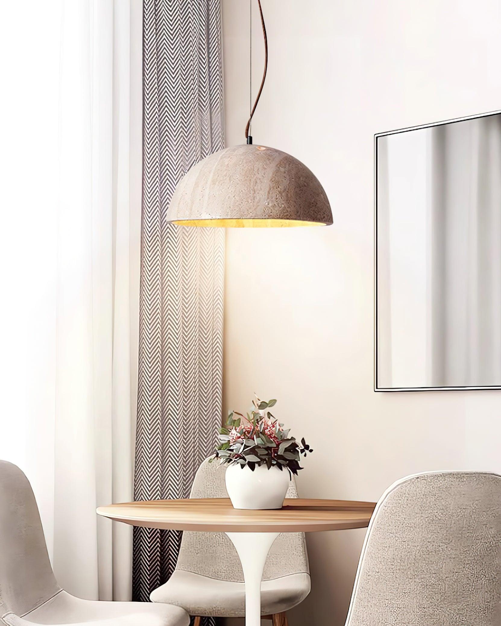 Ritta Pendant Light Travertine Dome Shade Industrial - Letslighting