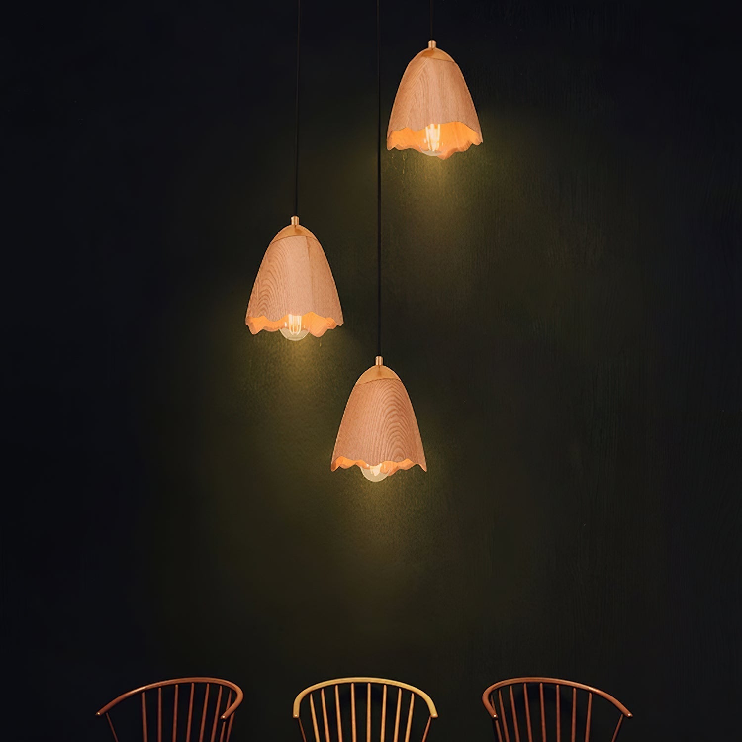 Ilvenel Moderne, minimalistische Glocken-Pendelleuchte aus Holz-Letslighting