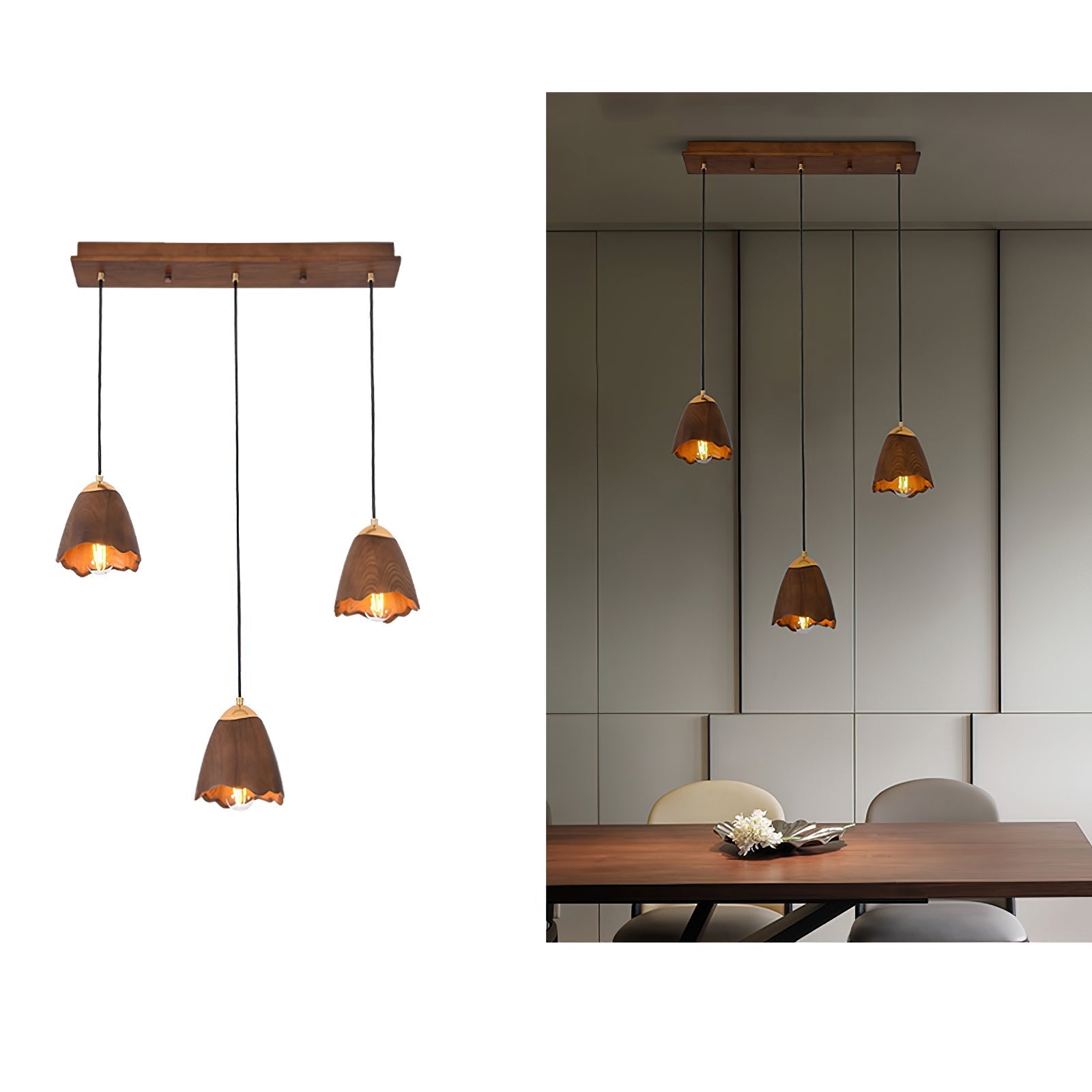 Ilvenel Moderne, minimalistische Glocken-Pendelleuchte aus Holz-Letslighting
