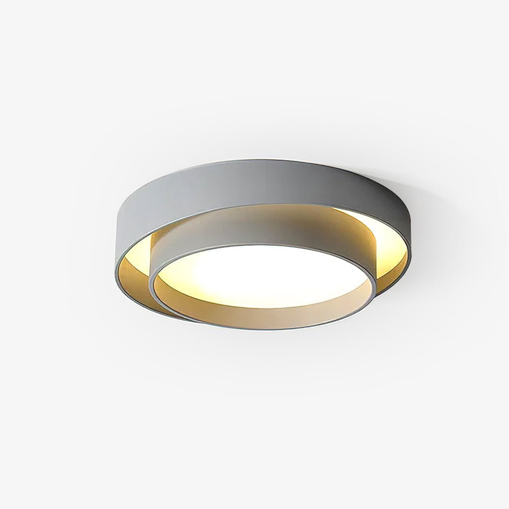 Orina Deckenleuchte mit Doppelring in Grau, Schwarz & Weiß, zylindrische Form