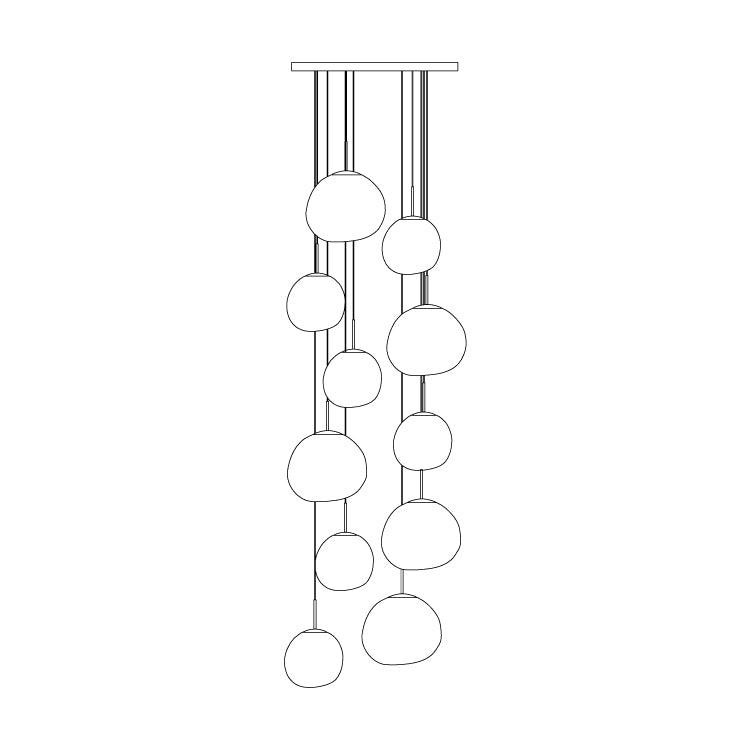 Solara Pendant Lamp Blown Glass Irregular Cluster Sculptural - Letslighting