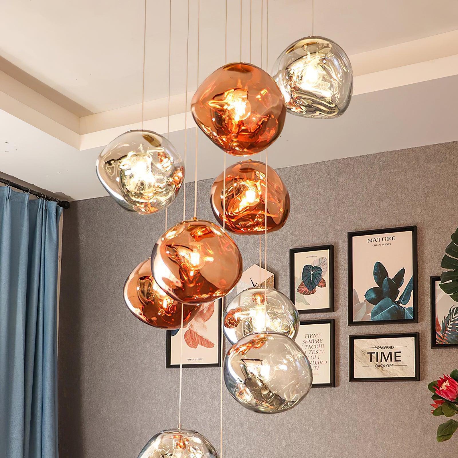 Solara Pendant Lamp Blown Glass Irregular Cluster Sculptural - Letslighting