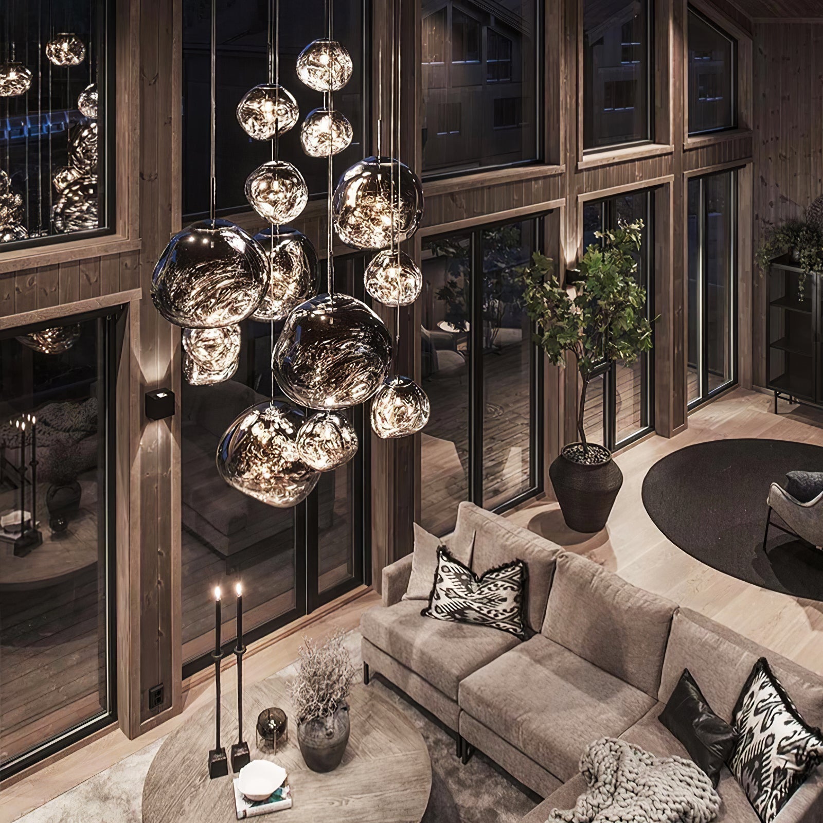 Solara Pendant Lamp Blown Glass Irregular Cluster Sculptural - Letslighting