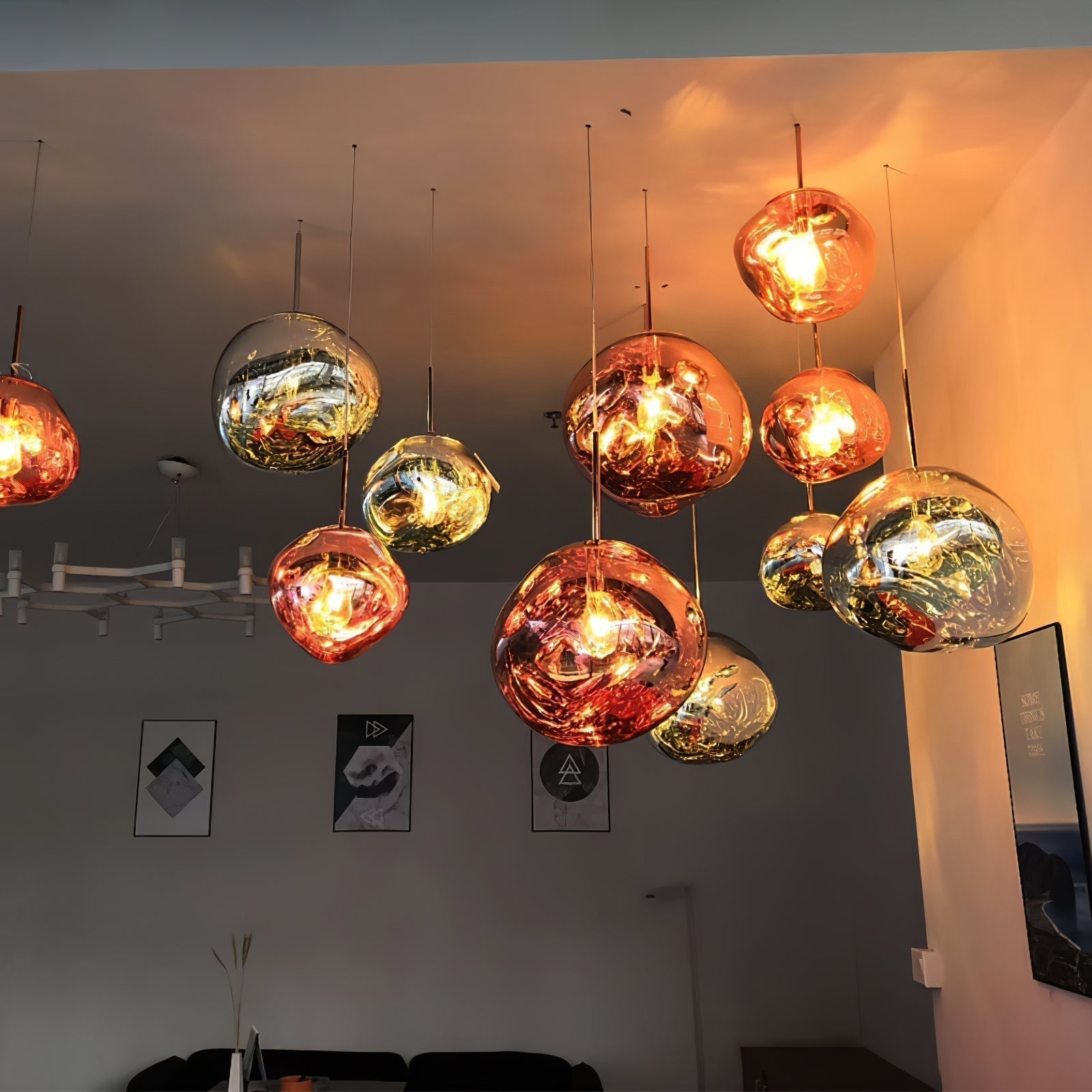 Solara Pendant Lamp Blown Glass Irregular Cluster Sculptural - Letslighting