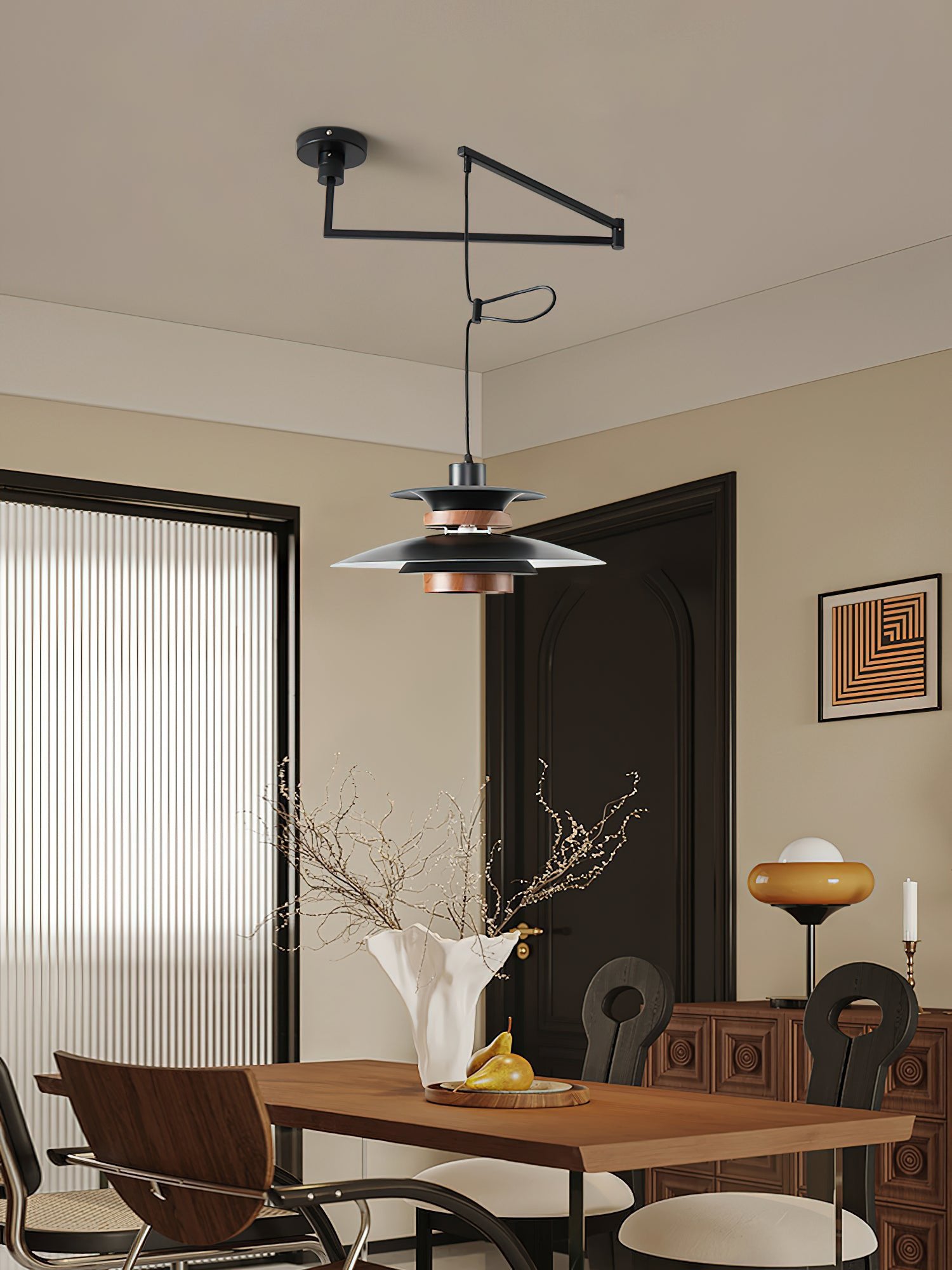 Virelith Pendelleuchte aus Stahl und Holz-Letslighting