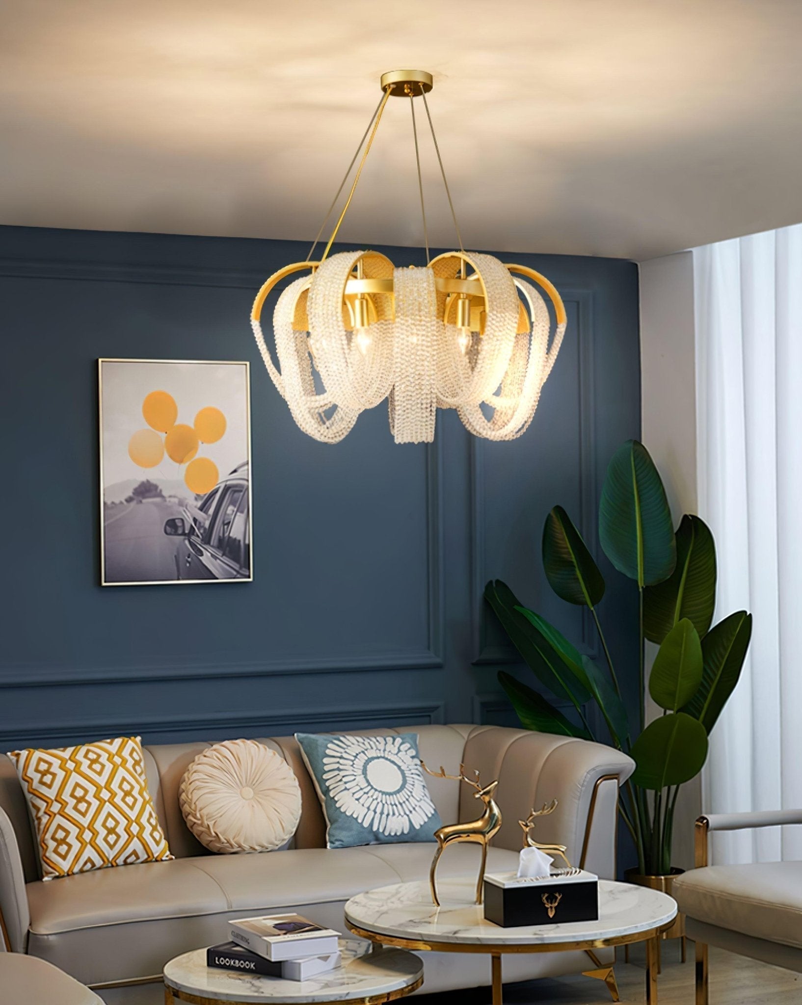 Lustra Kronleuchter Mesh Kristall Gold Wasserfunkeln-Letslighting