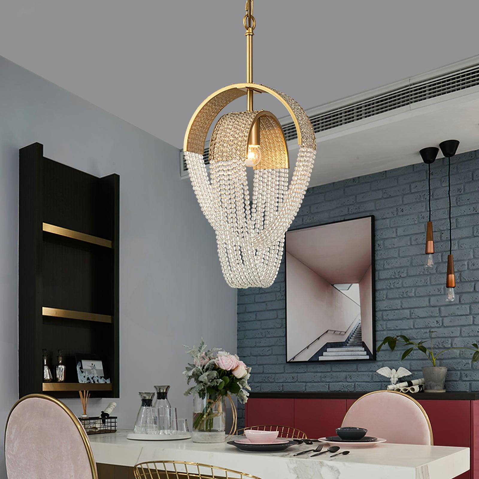 Lustra Kronleuchter Mesh Kristall Gold Wasserfunkeln-Letslighting