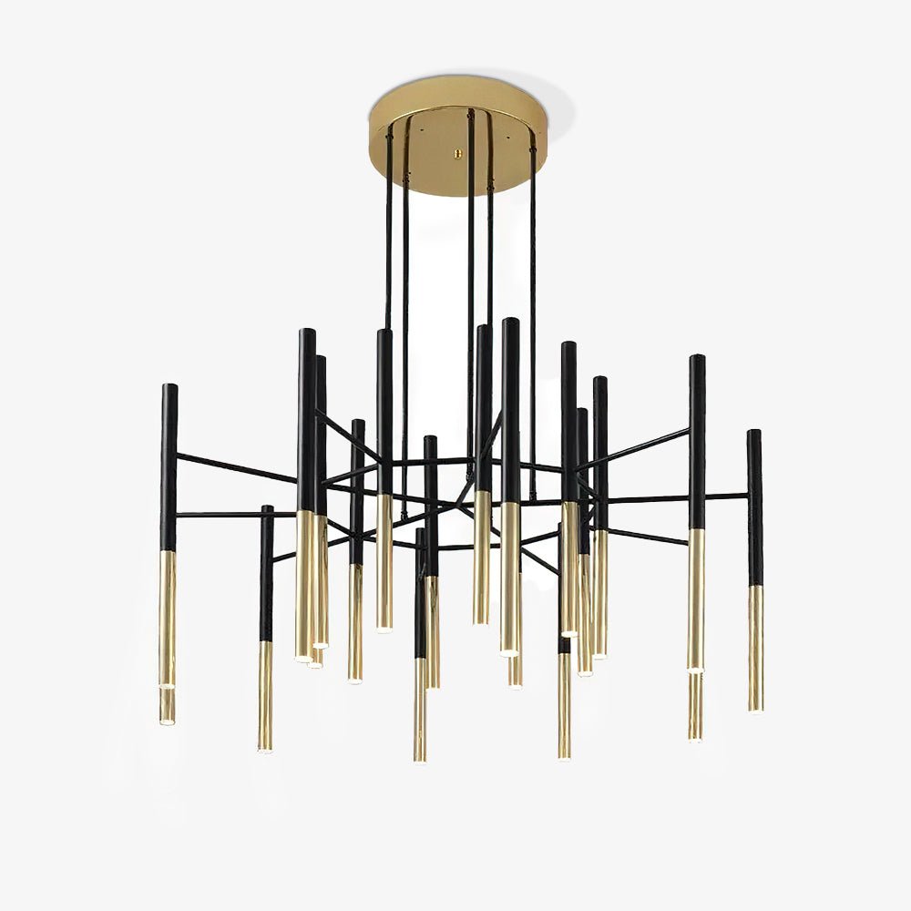Solara Moderner Kronleuchter Stäbe Schwarz-Gold-Letslighting