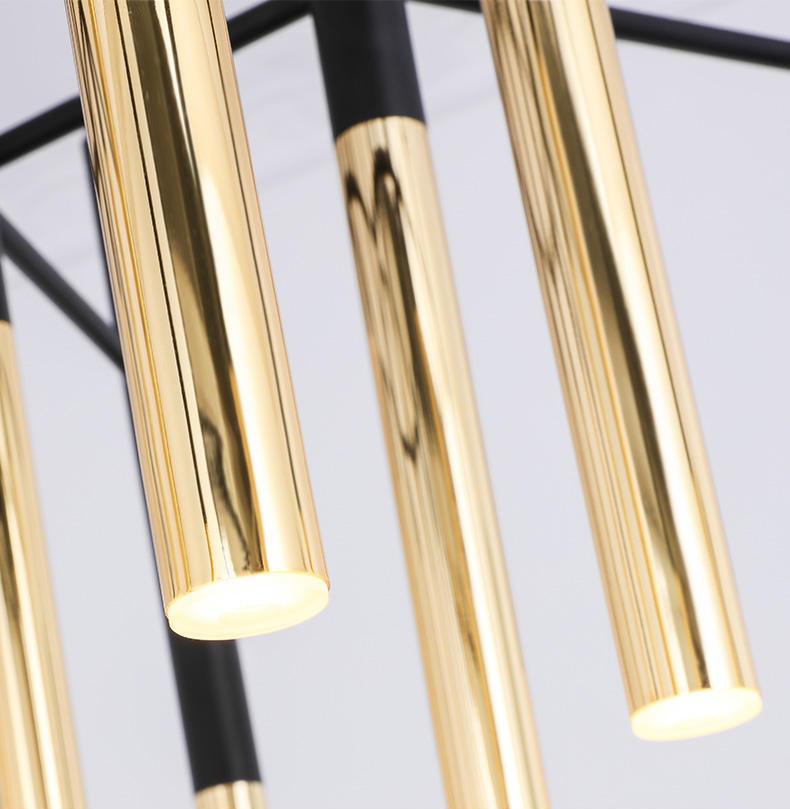 Solara Moderner Kronleuchter Stäbe Schwarz-Gold-Letslighting